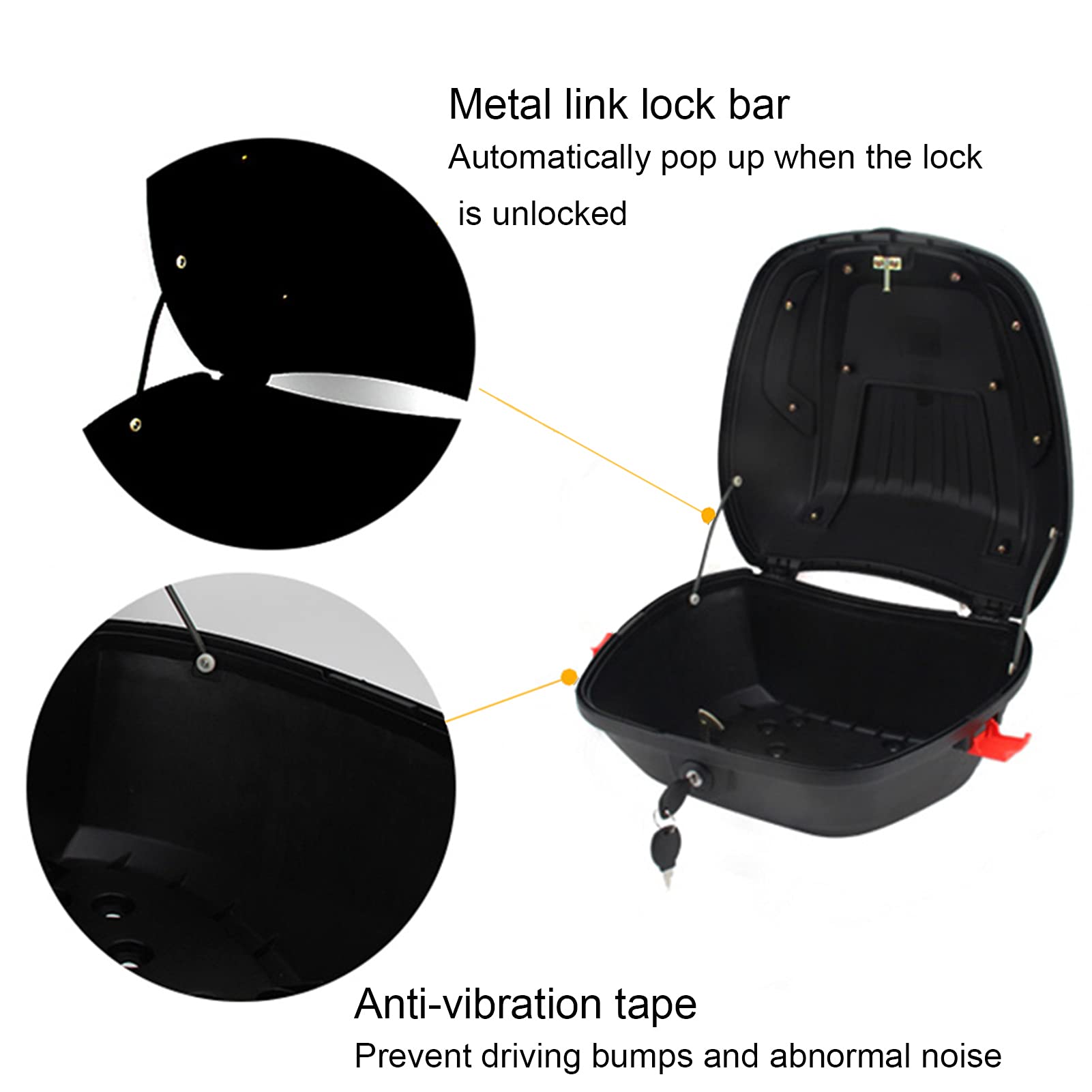 Genérico Baúl Universal para Motocicleta de 30 l, Resistente Estuche para Guardar Equipaje de Scooter, portacasco con herrajes de Montaje, Resistente baúl Trasero para Motocicletas y Scooters.