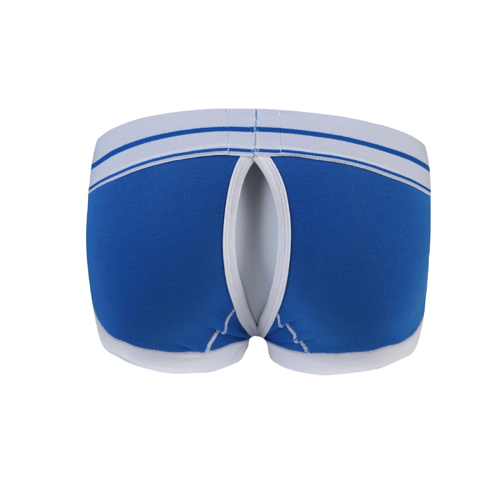 Evankin Men's Sexy Underwear with Hollowed out Boxer Brief Low Rise Funny Back Exposed Buttocks Boxer Shorts（Blue-S）
