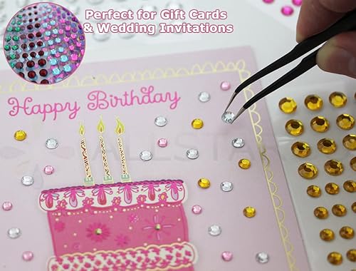 Miniatura 4 de KraftGenius Allstarco Diamantes de imitación acrílicos autoadhesivos SS50 de 0.472 in de plástico, joyas para el cuerpo, para tarjetas de bricolaje