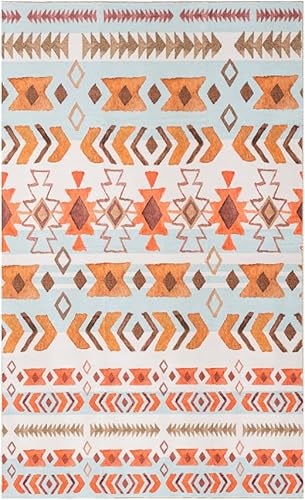 Miniatura 3 de Alfombra bohemia, lavable de 6 x 9 pies, alfombra cómoda y suave, antideslizante, alfombras esponjosas para dormitorio, sala de estar, comedor,
