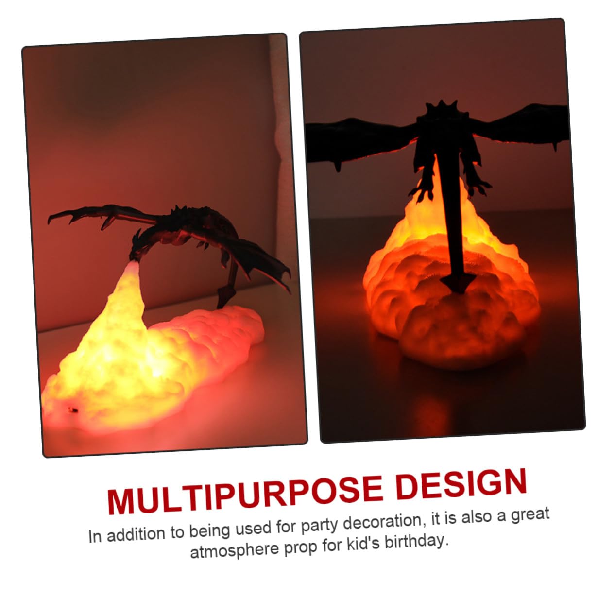 Ipetboom Lampe 3d Dragon en Pla Lumière LED Tactile et Recharge Usb, Veilleuse Décorative pour Anniversaire Garçon et Filles et Décoration de Fête