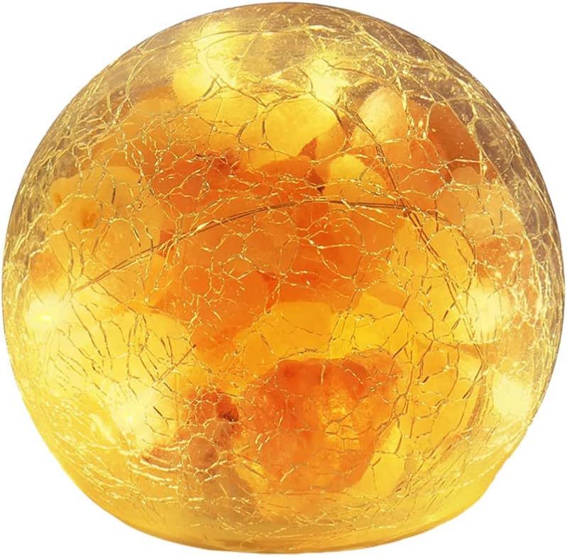 Uonlytech Salt Rock Lamp Battery Powered Himalayan Pink with Crackle Glass Ball Rock Salt Night Light for Bedroom Home Decor