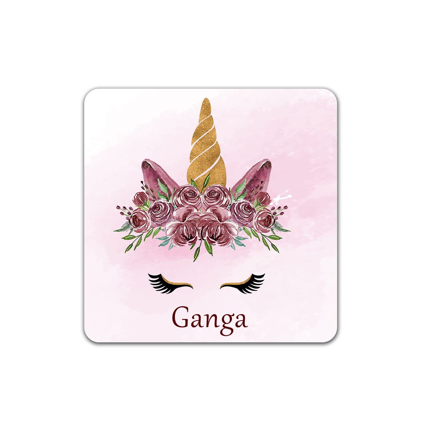 ASHVAH Unicorn Ganga Name Ceramic Coffee Mug and Coaster Combo Gift (Pack of 2) for Daughter, Sister, Wife, Name -Ganga 3