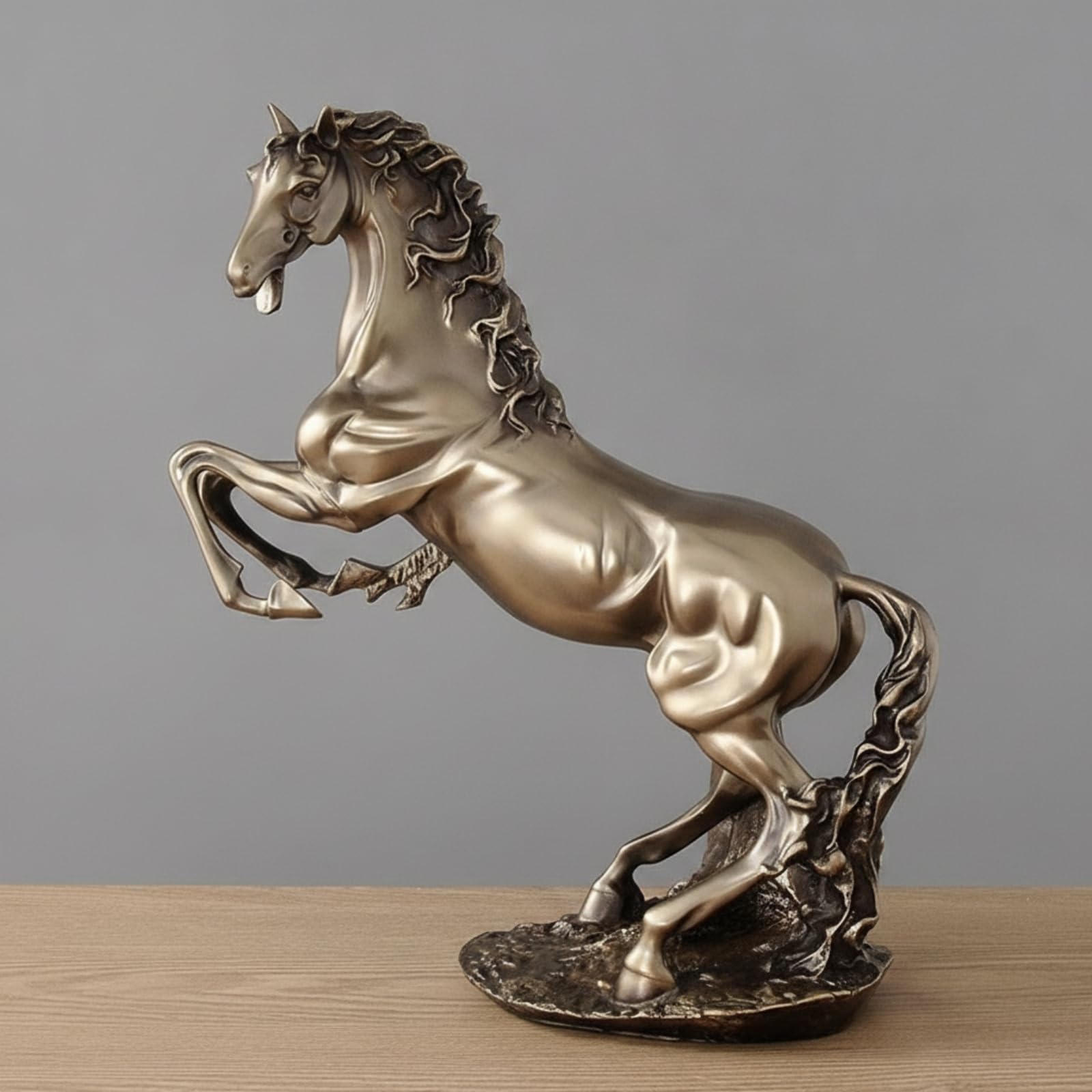 F Fityle Estatua de Caballo de Bronce Figura Escultura Ornamental Adorno para Decoración Acabado Pulido Fundición en Frío Base, Caballo De Bronce Fundido En Frío