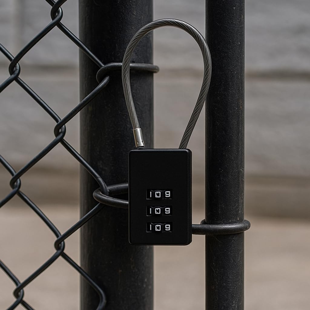 Steel Cable Combination Lock, Flexible Wire Code Lock for Luggage Storage Lockers Gym Doors (Black)