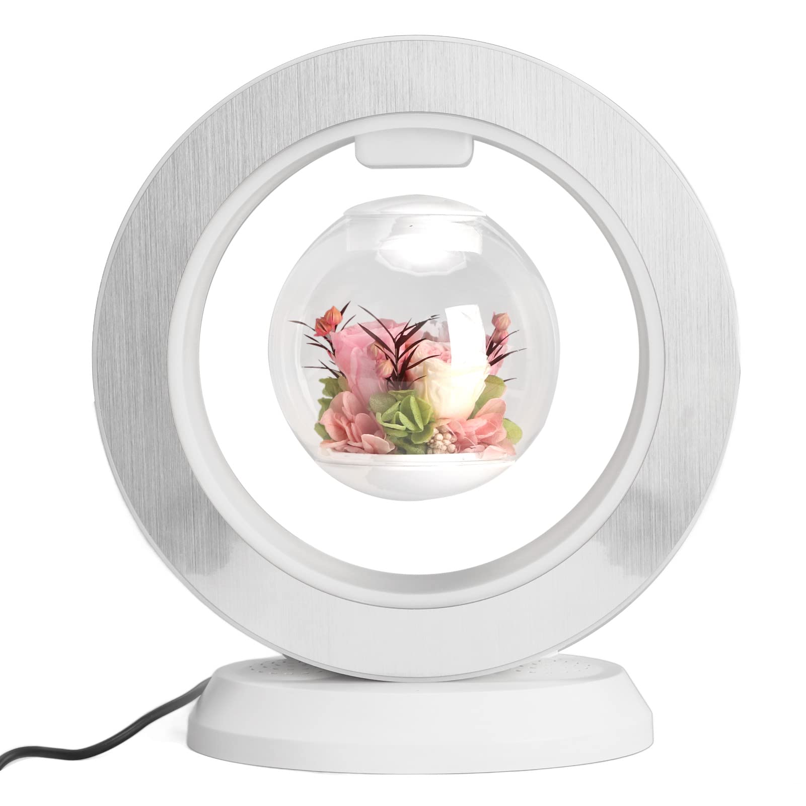 BAUD Magnetic Floating Speaker, Light Luxury Plug and Play Levitating Bluetooth Speaker 100‑240V Forever Flowers Touch Control for Living Room (EU Plug)