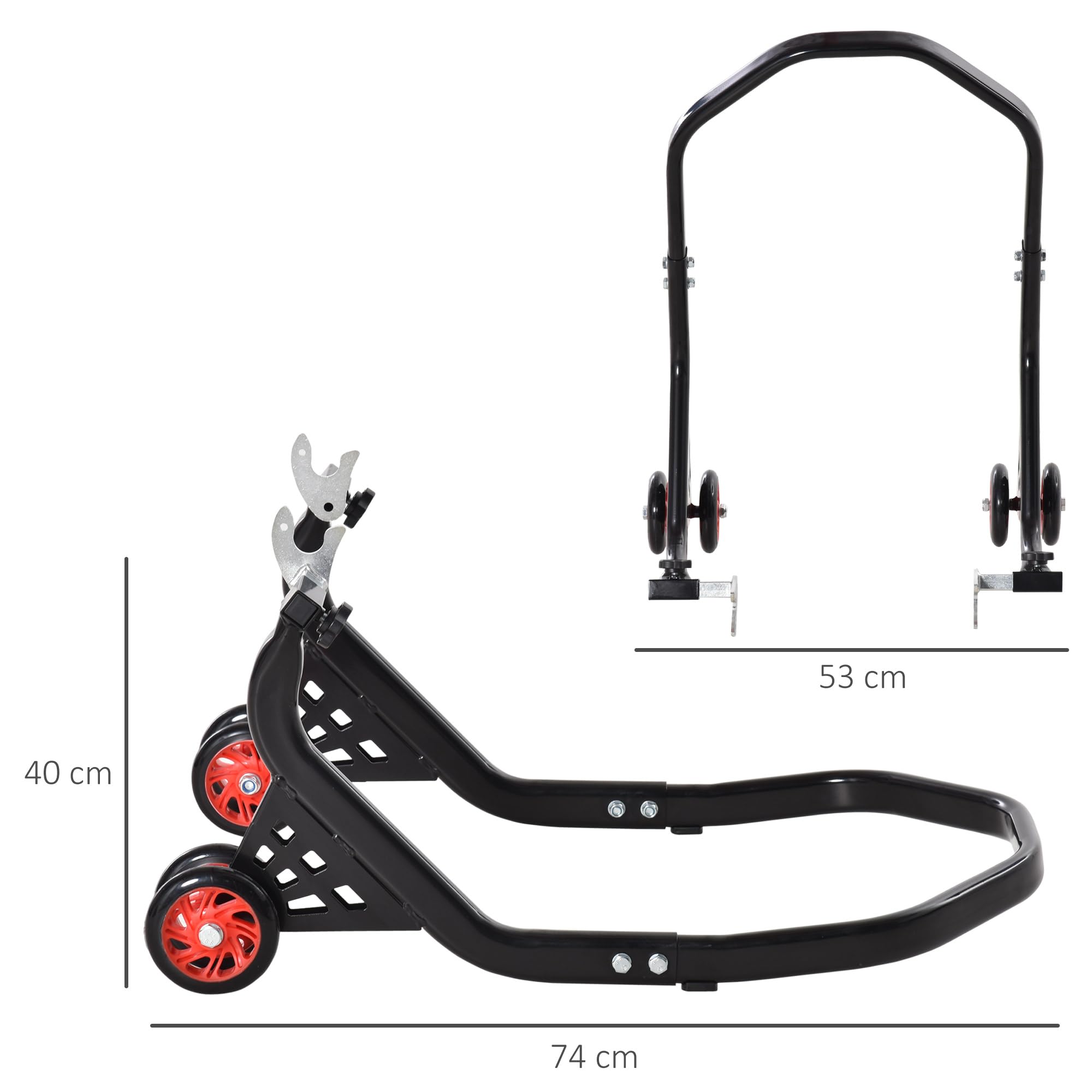 DURHAND Cavalletto Alzamoto Posteriore Universale e Regolabile Cavalletto Spostamoto per Moto Sportive Fino 200kg Nero