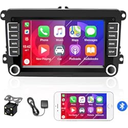 Pantalla Audi A3 Sportback CAMECHO Android 2 DIN Estéreo de Coche con GPS Navi Carplay Android automática para VW Golf 5 Plus 6 Passat B6 Polo Pantalla táctil de 7 Pulgadas Autoradio Bluetooth WiFi FM Radio Cámara Trasera