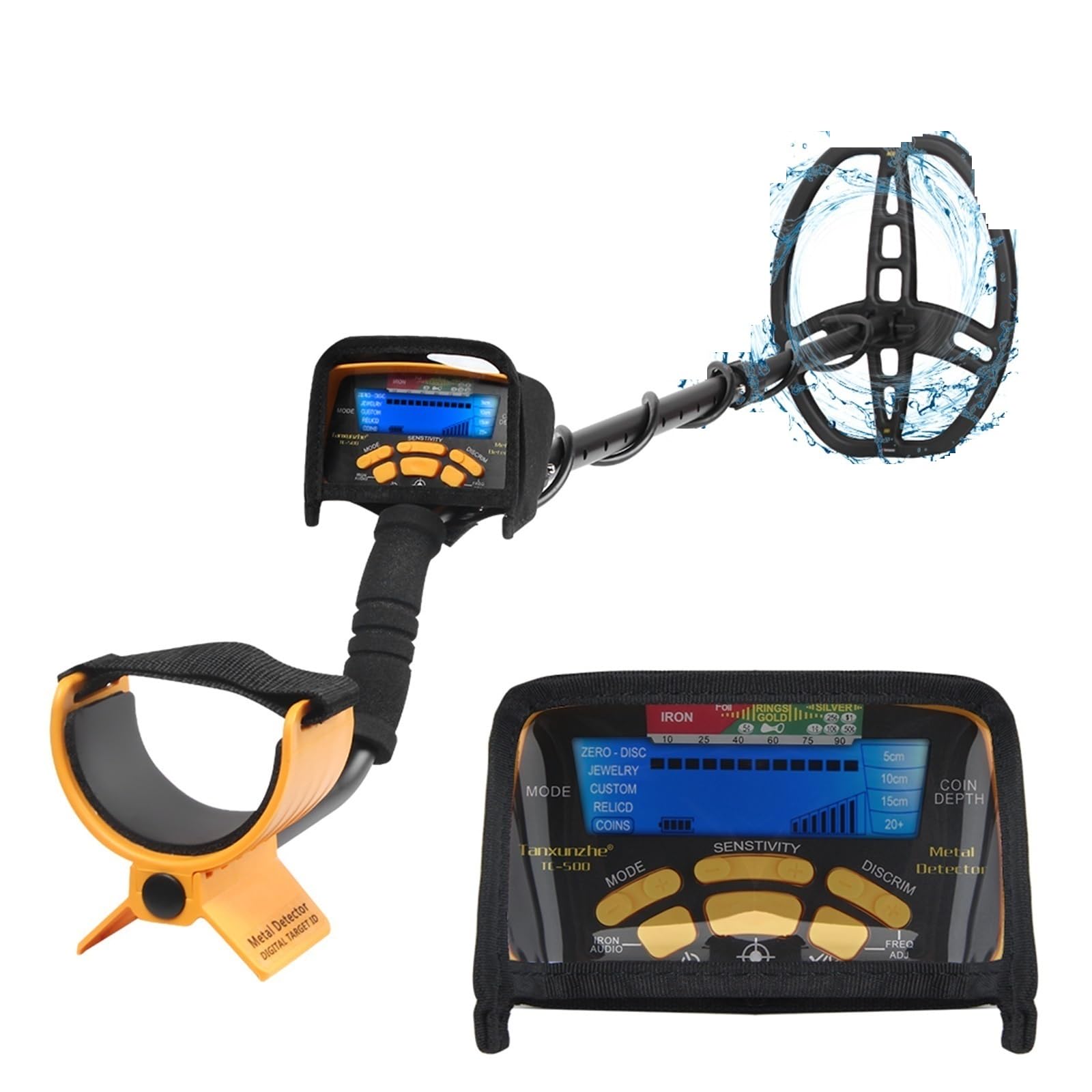 JKJZSALJ Tc-500 Metal Detector 100Cm Waterproof Underground Gold Detector for Adults Treasure Finder Pinpointing High Accuracy