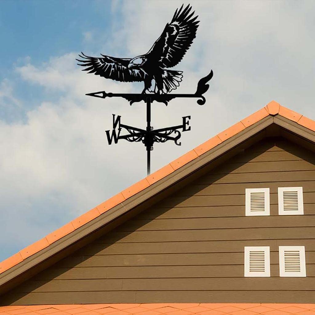 LOVIVER Veleta de Metal, Viento de Acero Inoxidable Negro Aire Libre, Techo de Hierro Retro Jardín Decoración del Hogar - Águila
