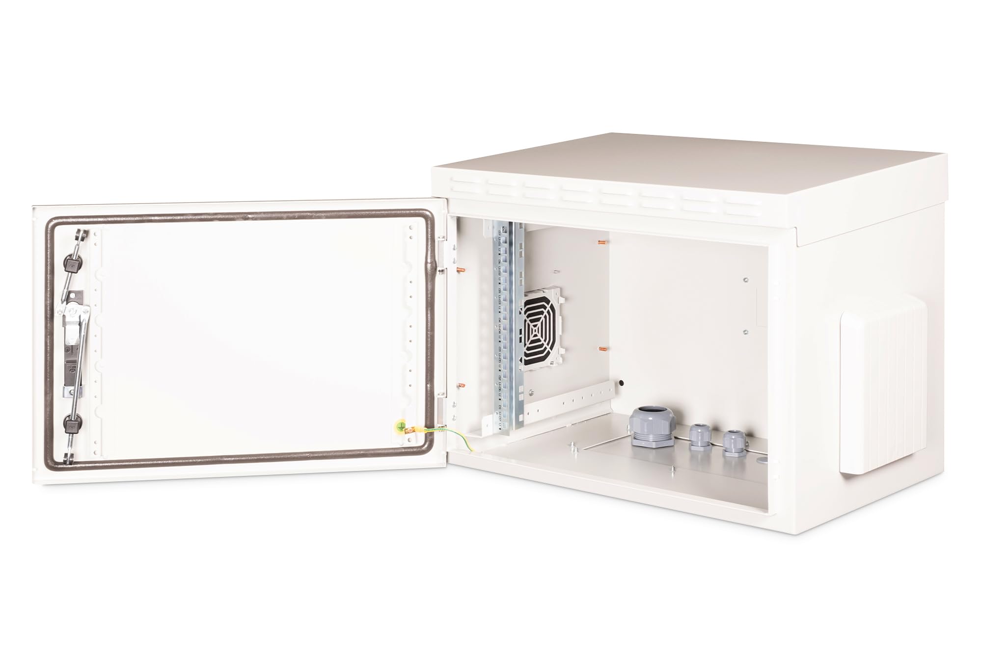 DIGITUS Outdoor Netzwerkschrank – 19 Zoll 7HE – 450 mm Tiefe | 342 mm Nutztiefe – Traglast 100kg – Schutzklasse IP55 – Abschließbar – Grau