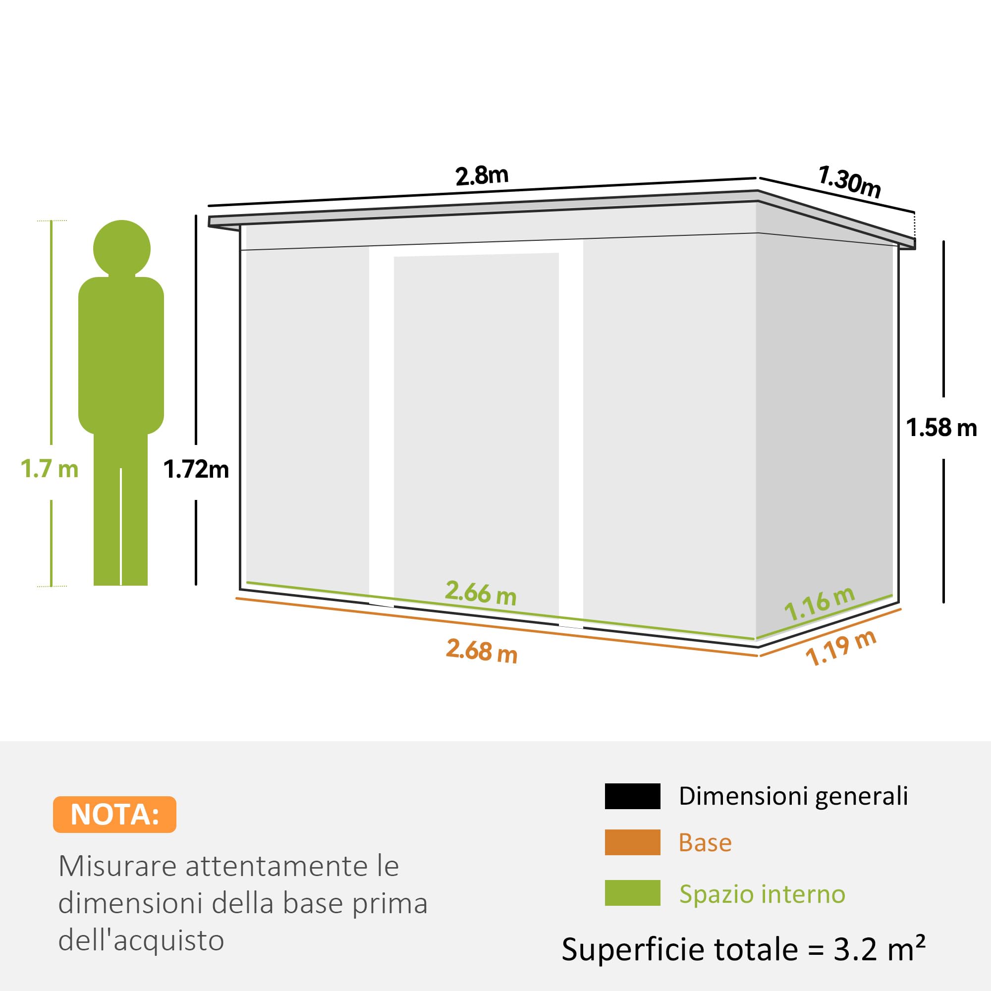 Outsunny Casetta da Giardino 3.2m² in Acciaio Zincato con Kit Fondazione, Prese d'Aria, Capanno Porta Attrezzi con Tetto Inclinato, Doppia Porta Scorrevole Bloccabile, Verde Chiaro