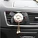 Lagnlnaoy 2pcs Decorative Car Air Vent Clip, White Camellia Flower with Black Bow and Pearl Charm, Automotive Interior Accessory