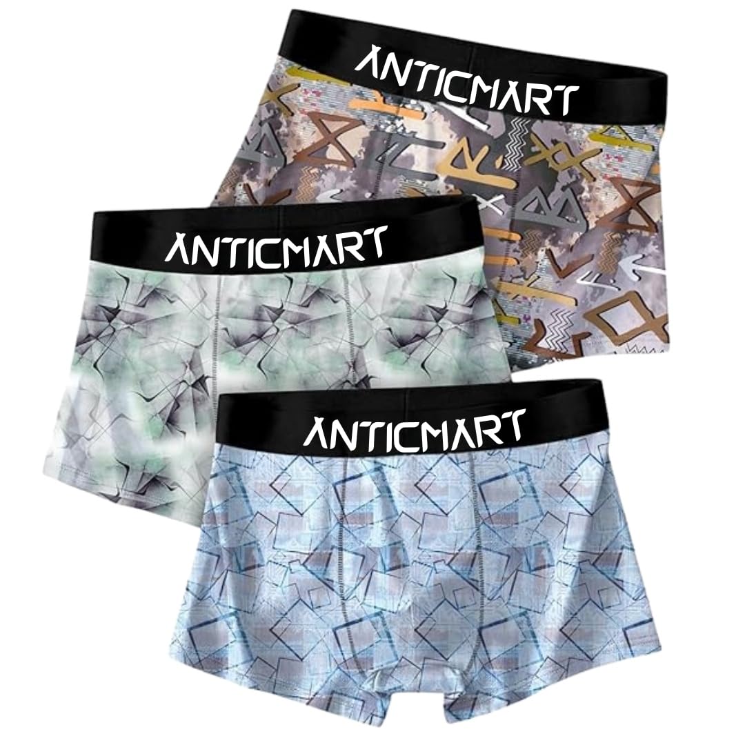 Men’s Extra Thin Elastic Ice Silk Underwear – Long, Comfortable, Breathable Boxer Brief Trunks (Pack of 3)