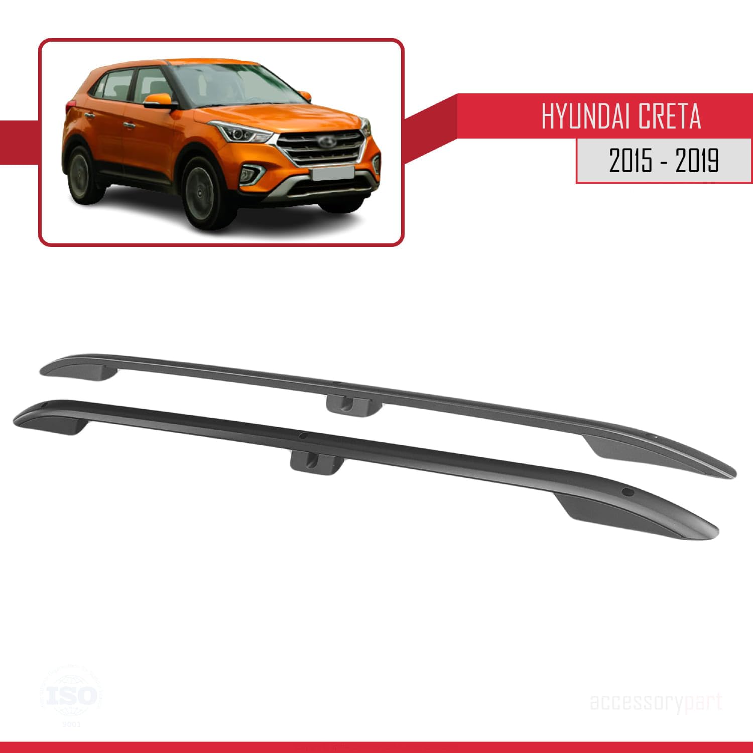 Kompatibel mit Hyundai Creta 2015-2019 (Kurzer Radstand L1/H1) Dachreling Dachträger Gepäckträger (Klebemodell) Schwarz