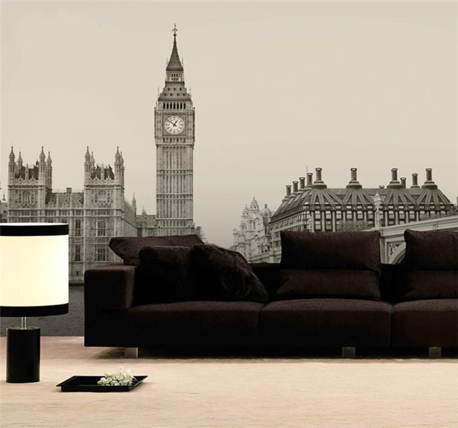 Wallpaper-3D-Xlm 150Cm×105Cm(B×H) Retro Black And White City Architecture Rivers Landscapes 3D Wallpaper Easy Install Feature Office Living Room Sofa Bedroom Tv Background Wall Decoration-150Cm×105Cm