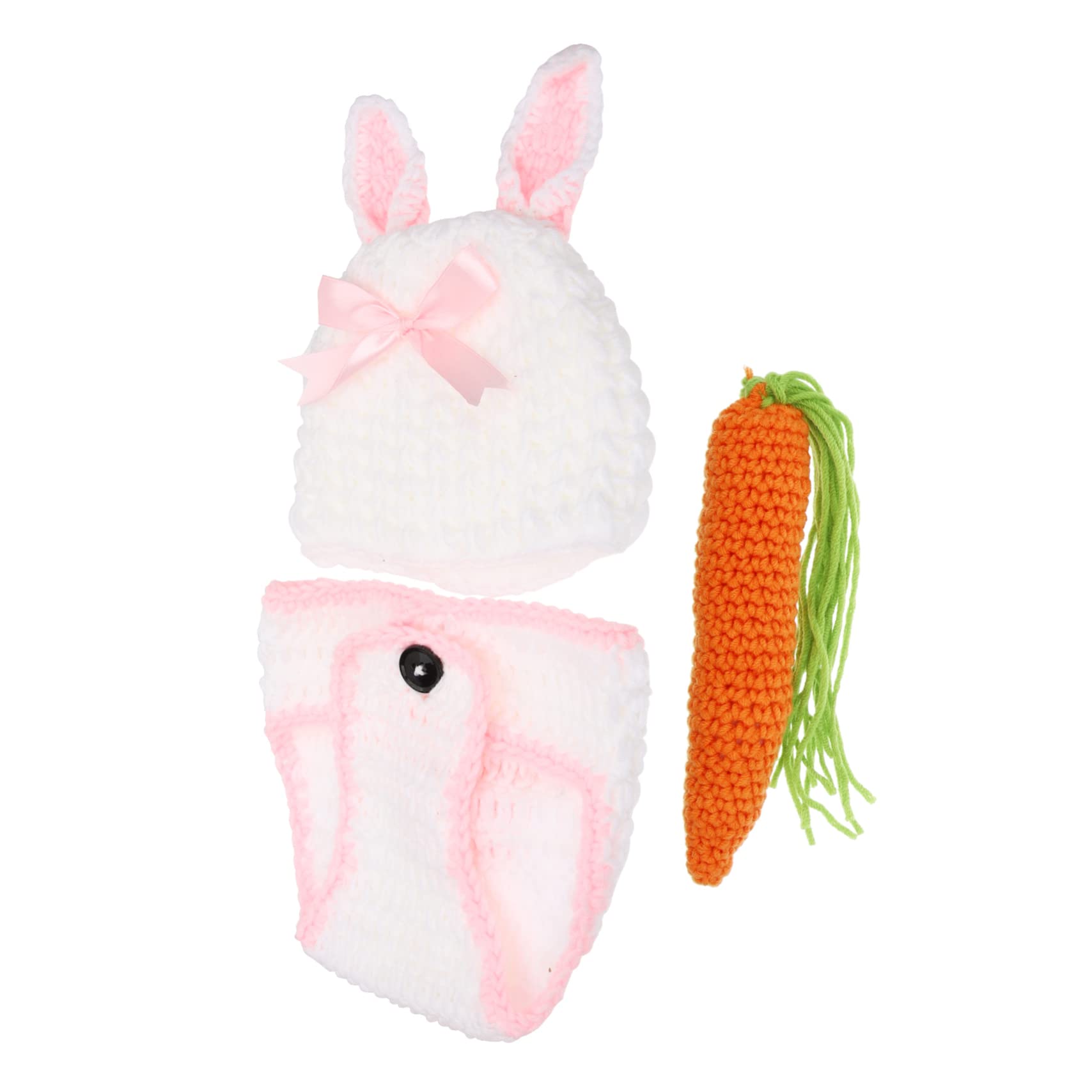 Happyyami 4juegos Conjunto De Fotografía De Recién Nacido Gorro y Pantalones De Conejo Accesorios para Sesiones De Fotos Traje De Ganchillo para Bebés Ropa Creativa para Cumpleaños