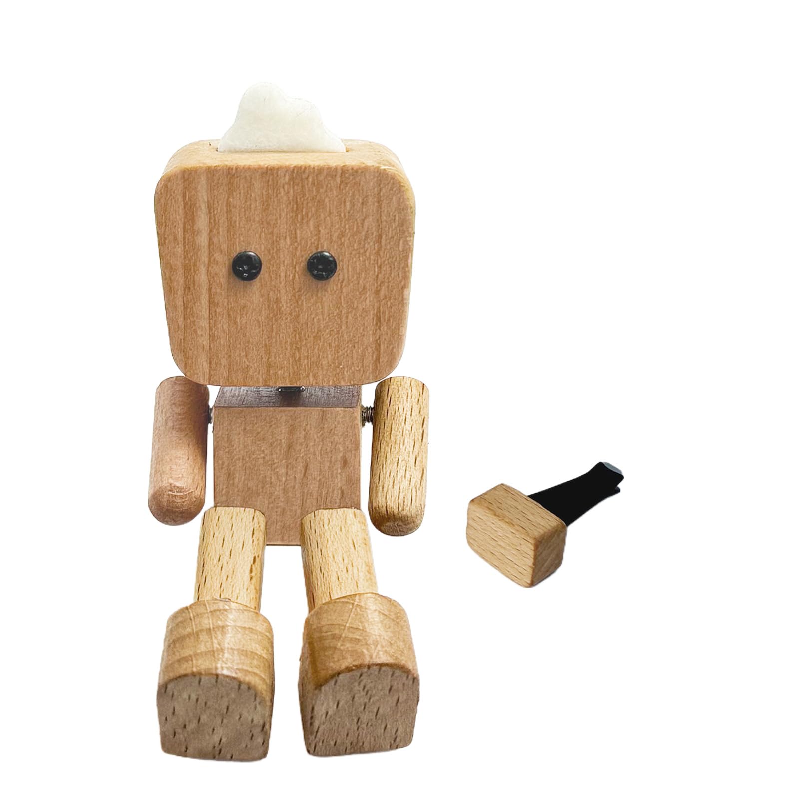 Woedpez Wooden Dancing Robot Car Decor with Moving Limbs & Secure Base for Dashboard Artistry Car Dashboard Ornaments