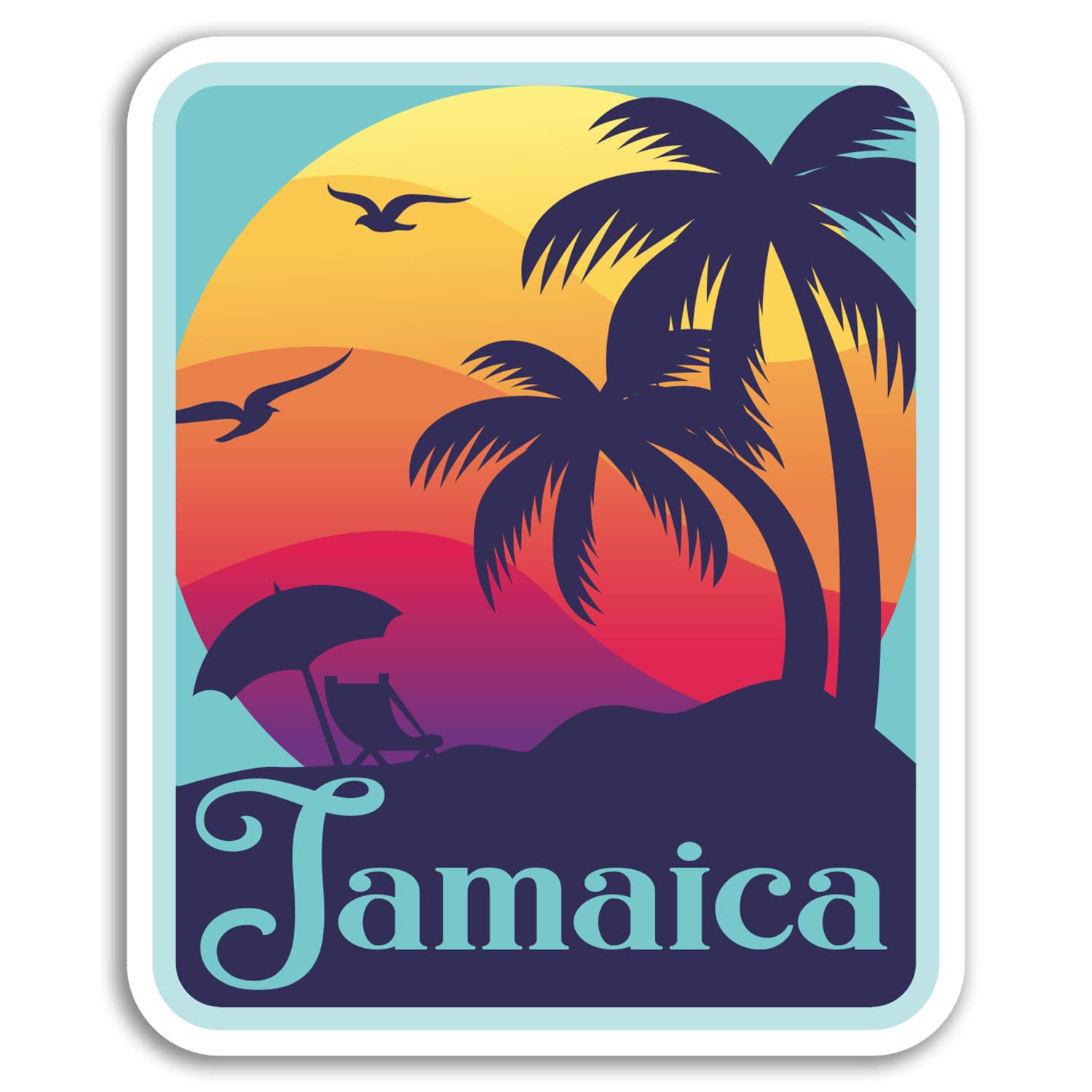 Destination Vinyl Ltd Multi 2 X 10Cm Jamaica Vinyl Stickers - Caribbean Travel Sticker Laptop Luggage #18300 (10Cm Tall)