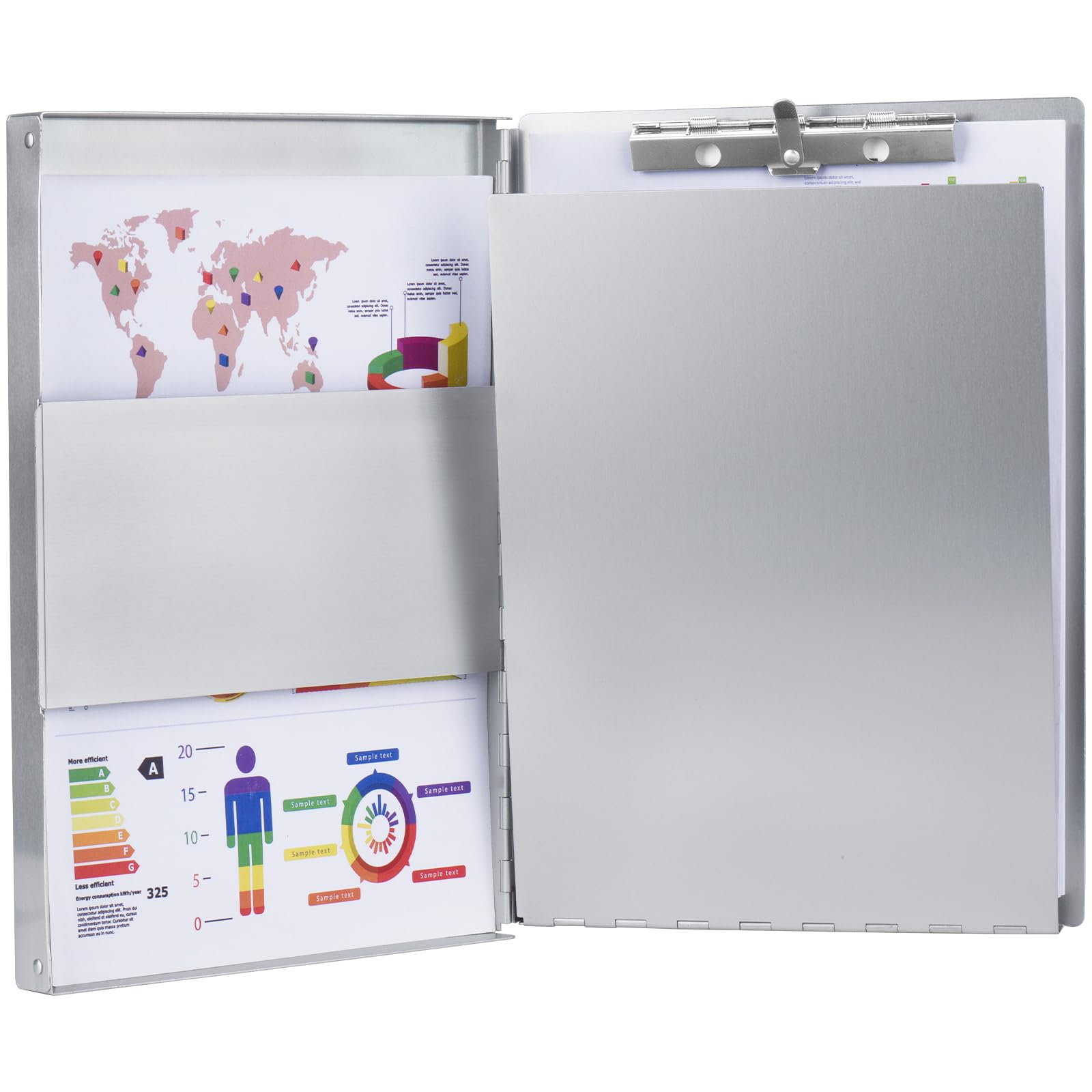 ZCZN Aluminum Clipboard with Storage and Clip Recycled, Clipboard Folder, Sturdy Letter Size Recycle Metal Form Holder for Business Office Medical Professionals, Letter Size (Silve image 8