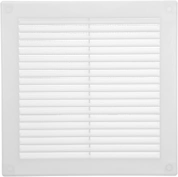 200x200mm 8 Inch White Square Air Vent Cover - Plastic Air Vent Grille with Insect Mesh Screen - External Wall Ventilation Cover for HVAC Ducts, Ceiling or Wall Vents - Indoor Outdoor