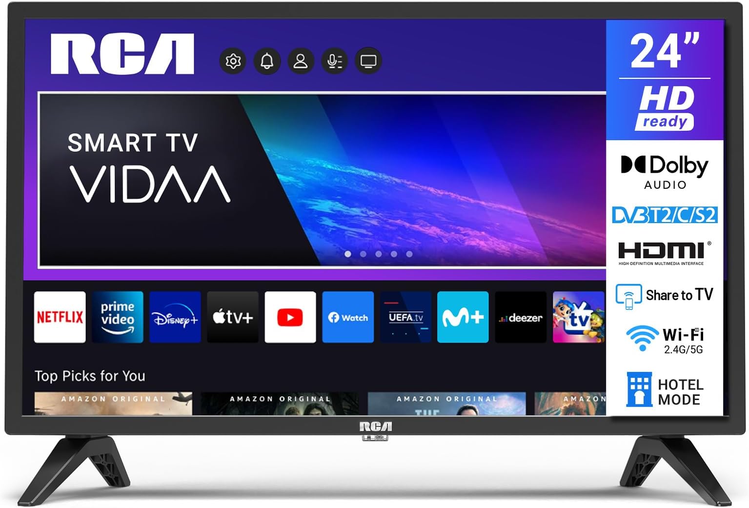 Smart Tech 24 Zoll HD Smart TV Mit Google TV | DVB-T2/C/S2, Wi-Fi, Netflix