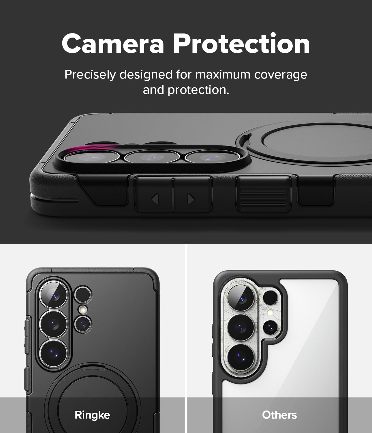 Ringke Pack de Funda + Protector Cámara para Samsung Galaxy S26 Ultra: Alles [Negro] + Camera Lens Frame Glass [2 Unidades]