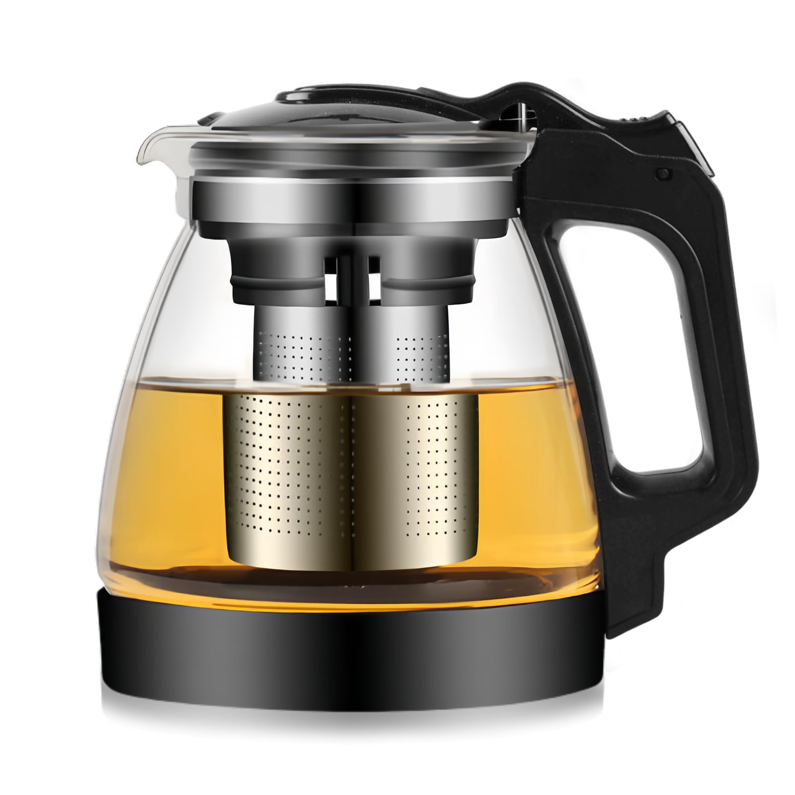 Teekanne Aus Glas Mit Siebeinsatz 2000 Ml - Hitzebeständiges Borosilikatglas, Edelstahlsieb, Spülmaschinenfest