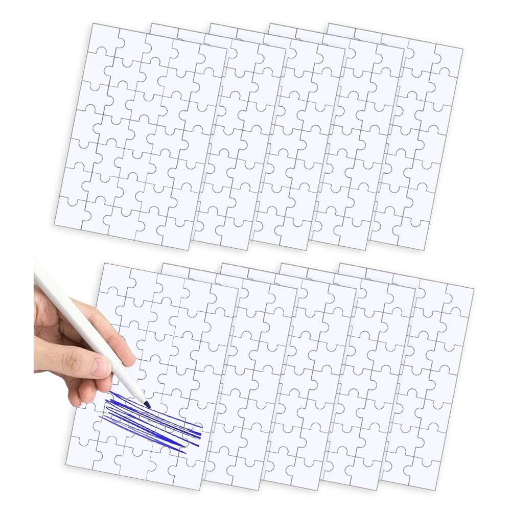 HIOQFR 10pcs Puzzle en Blanco para Pintar 10x15cm Puzzle Personalizado Sublimacion Puzzle Niños Adultos DIY Rompecabezas Puzzle para Dibujar Decorar Educativo Juego Regalo para Infantiles Manualidade