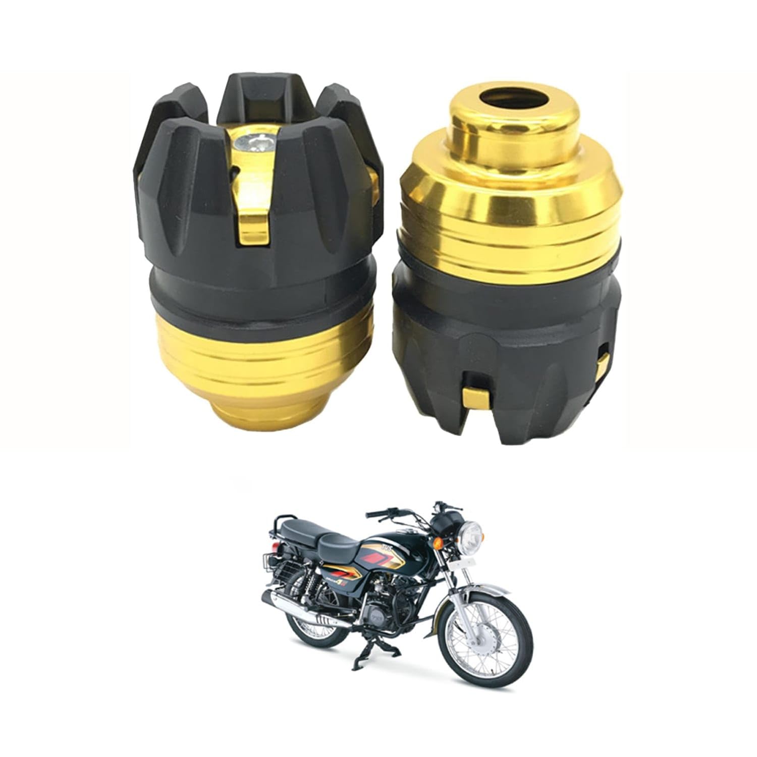 CNC Motorcycle Front Fork Crash Protectors Anti-Fall Frame Sliders for Motorbikes & E-Bikes (Golden, 1 Pair) Compatible with T-VS-Ma-x-4R