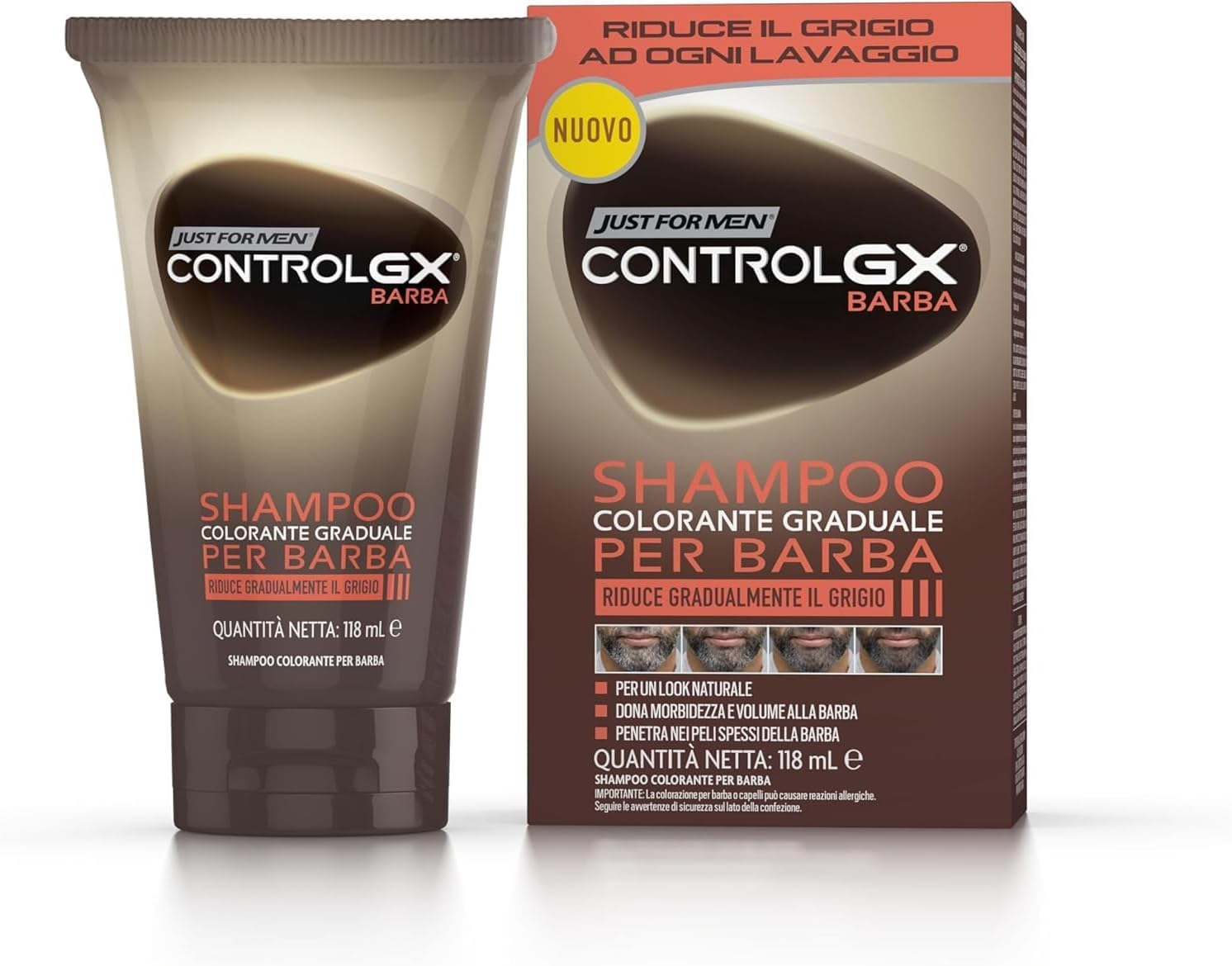 Just For Men Control GX Grey Reducing Beard Wash Gradual Color 118ml Subtle