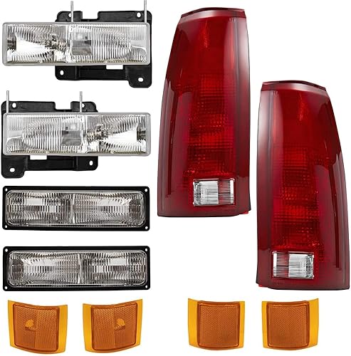 EPIC LIGHTING Faros delanteros de repuesto de equipo original, marcadores de señal de estacionamiento, conjunto de luces traseras compatibles con