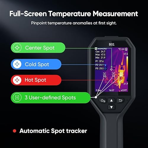 Miniatura 7 de HIKMICRO Cámara térmica B01, 320 x 240 Super IR cámara de imágenes térmicas con WiFi, pantalla LCD de 3.2", -4F a 1022F, resolución IR de 256 x 192,