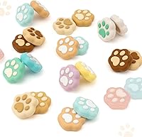 Vista 7 de GeekShare 4 tapas de agarre para pulgar en forma de pata de gato, cubierta de silicona suave compatible con SwitchOLEDSwitch Lite (Milk Tea Brown)