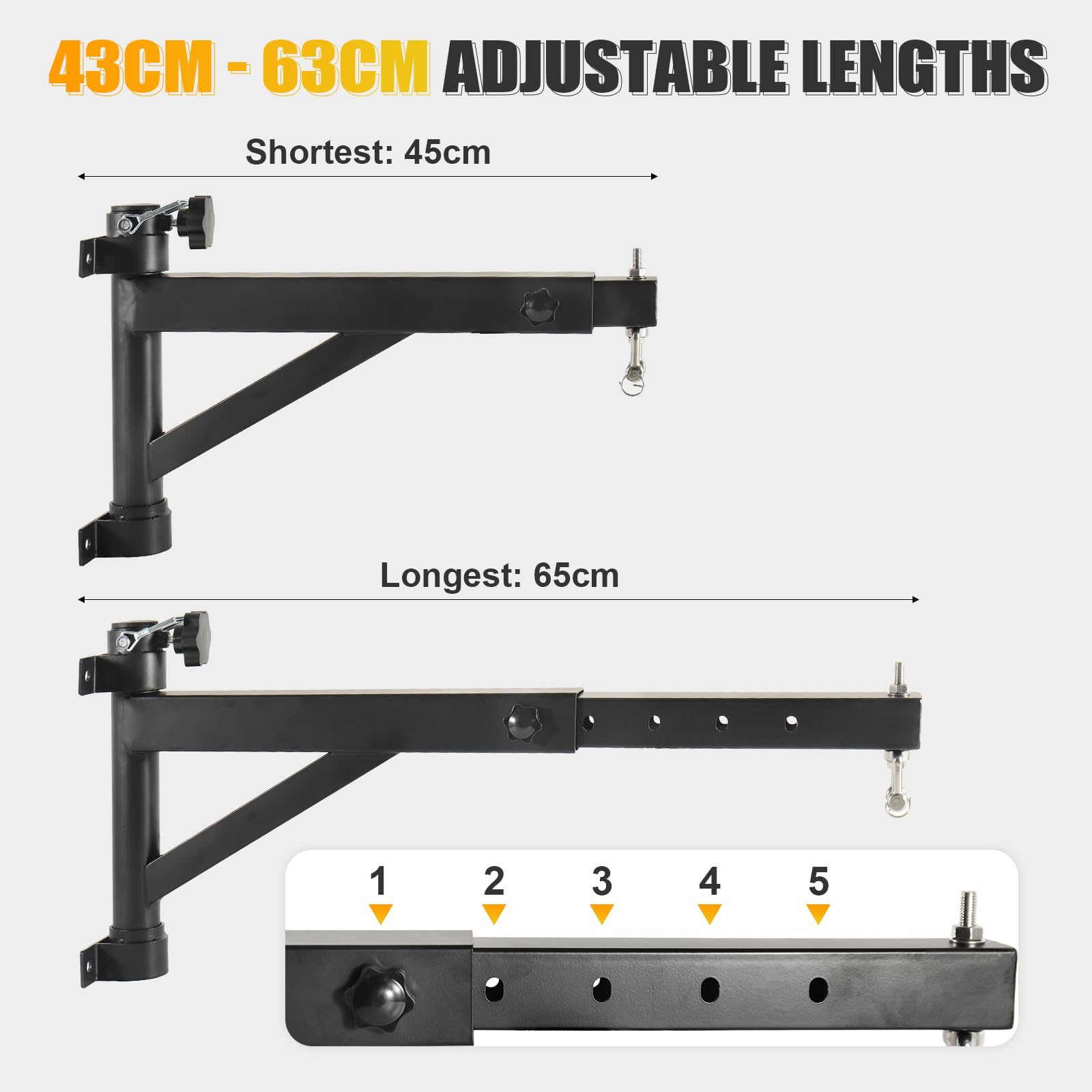 Supporto Sacco da Boxe, Sistema Montaggio con Rotazione 360° Silenziosa, Lunghezza 43-63cm, per Palestra, Casa