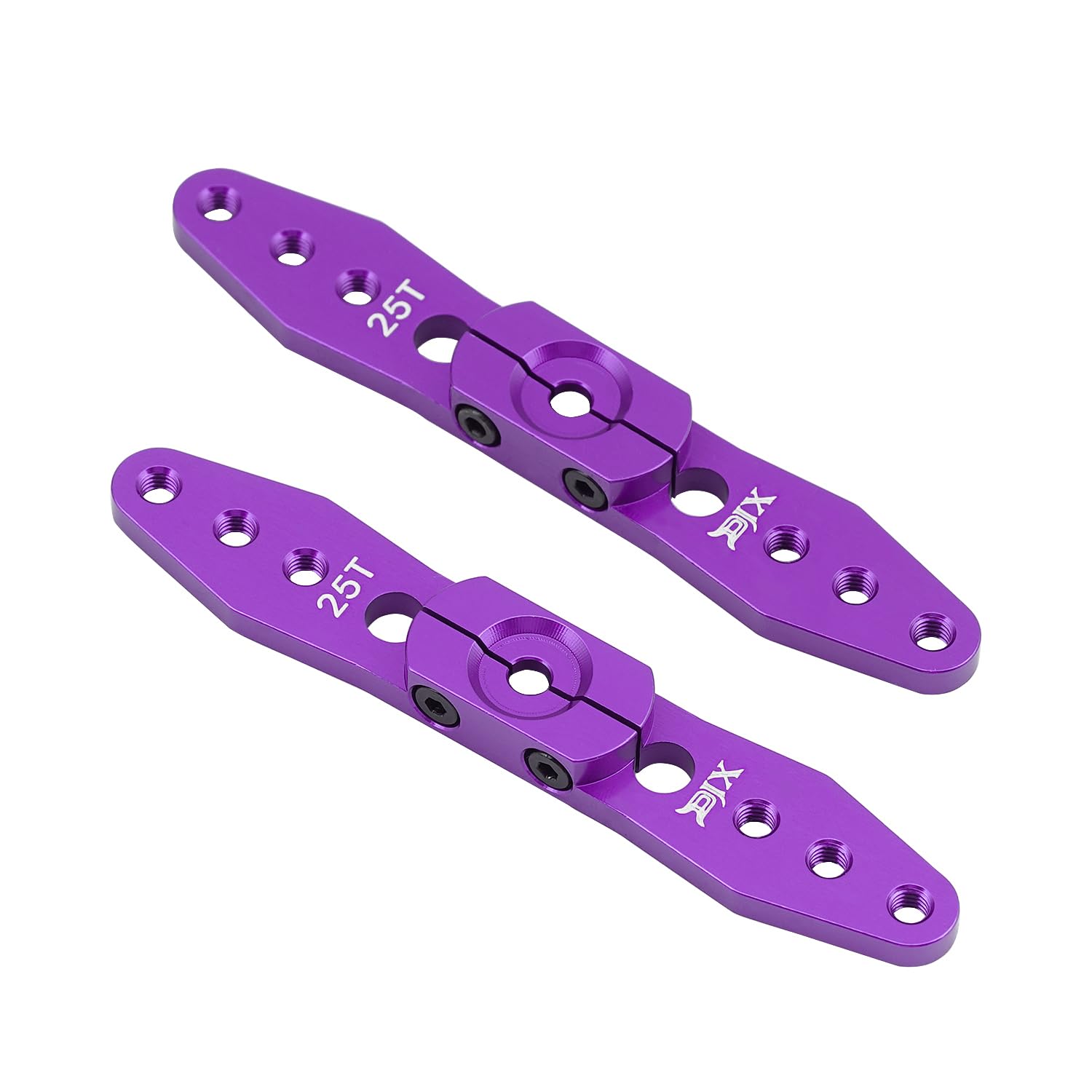 DJX 2Pack 25T Double Servo Horn Steering Arm 70mm Long for Airplane Futaba Savox Power Motor 1/8 1/10 RC Car(Purple)