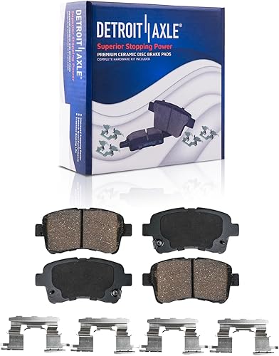 Miniatura 36 de Detroit Axle - Zapatas de freno para Toyota Sienna 2004-2010 con frenos de tambor traseros, pastillas de freno de cerámica delanteras con herrajes y