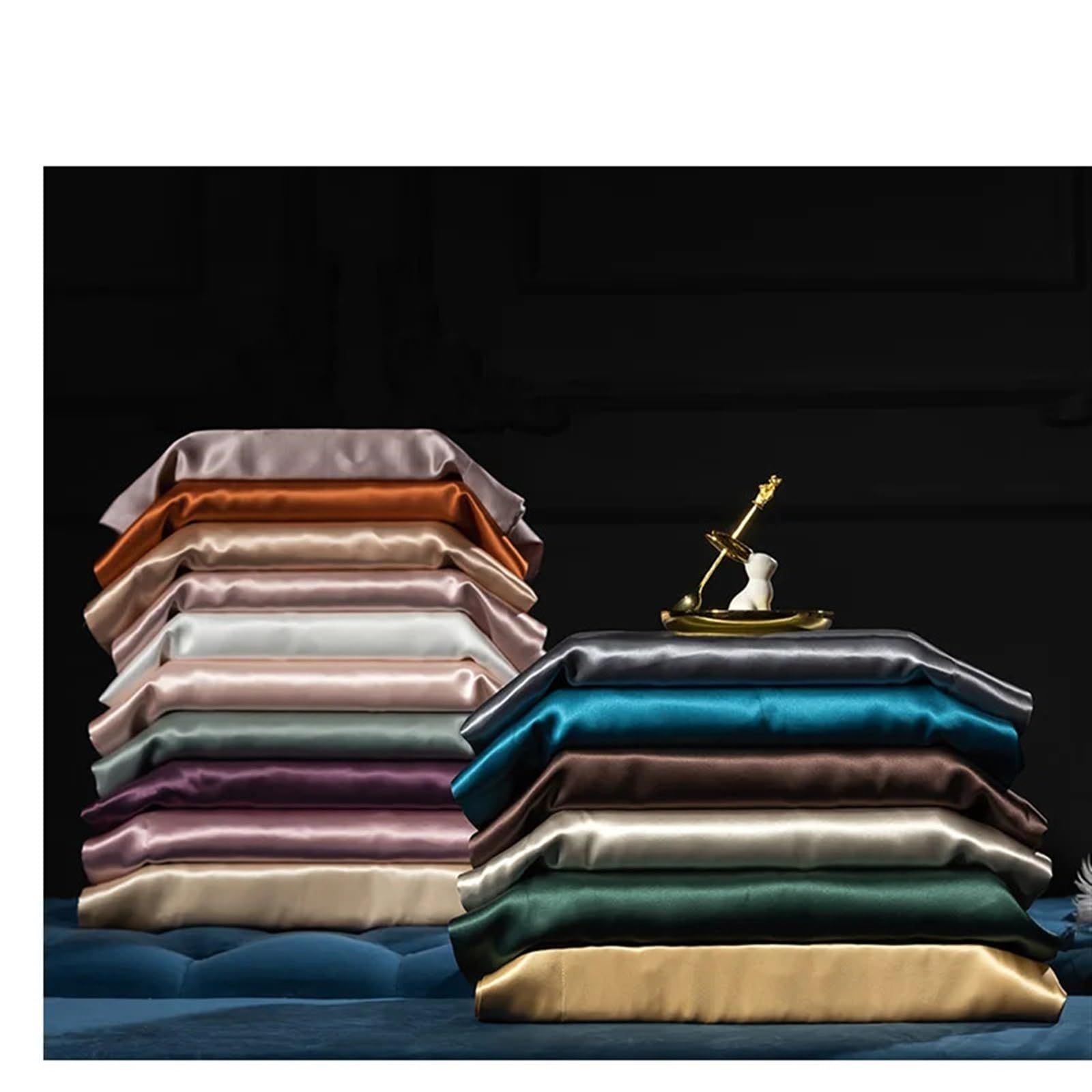 Fundas de Almohada de satén con Cremallera， Mora Natural Pura de Doble Cara(Pistachio)