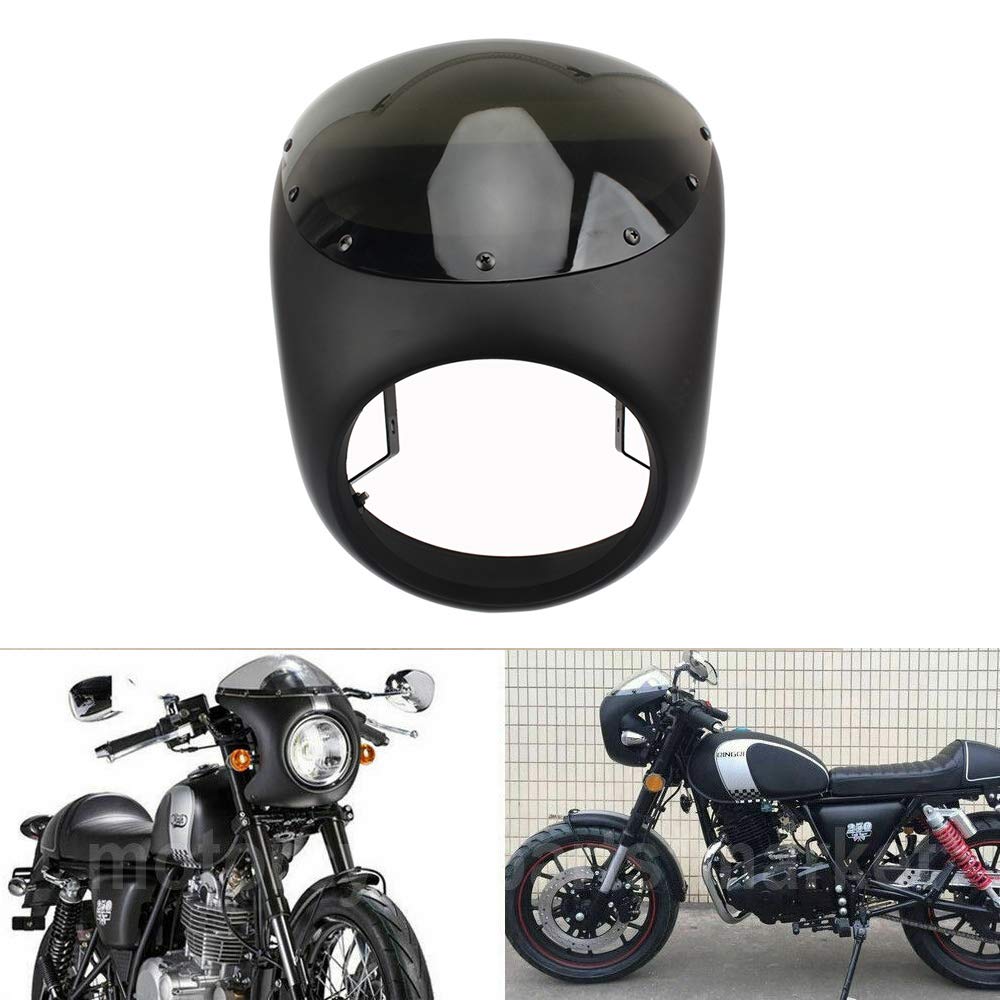 Motorcycle Chrome Visor Headlight Lamp Replacement for Bobber Chopper Dyna 12V
