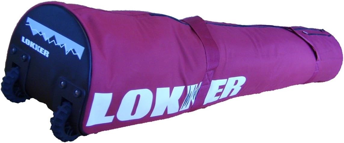 LOKKER Extra Long Double Ski Bag with Wheels for 180cm skis