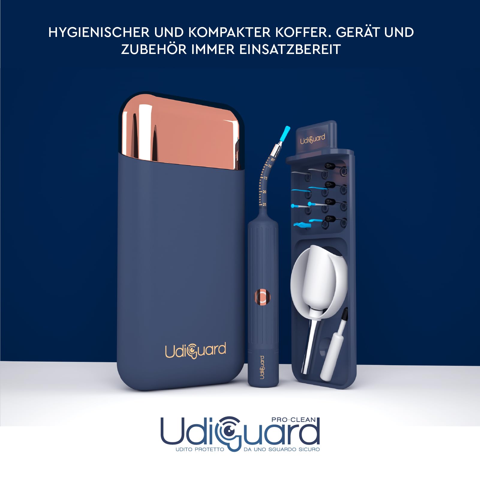 Ohrenschmalz Entferner Otoskop 10MP-HD-Kamera WiFi Flexibler Digitaler Ohrreiniger UdiGuard Pro-Clean Ohrenspiegel mit Pinzette und Austauschbaren Spitzen - Erwachsene und Kinder Hals-Nasen-Ohren-Set
