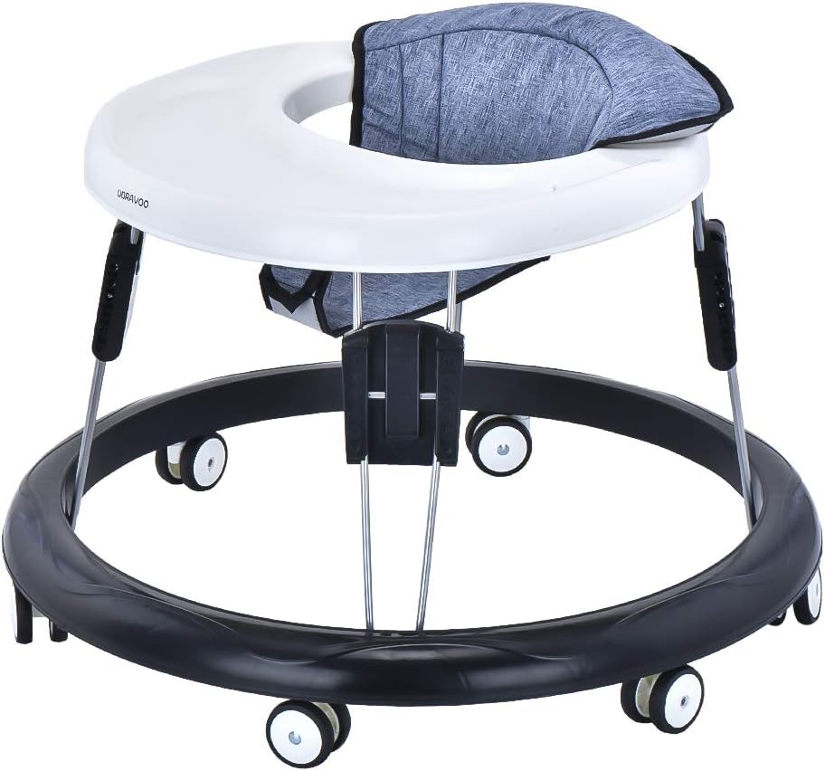 UBRAVOO Adjustable Baby Walkers with Easy Clean Tray, Basic, Flax Grey