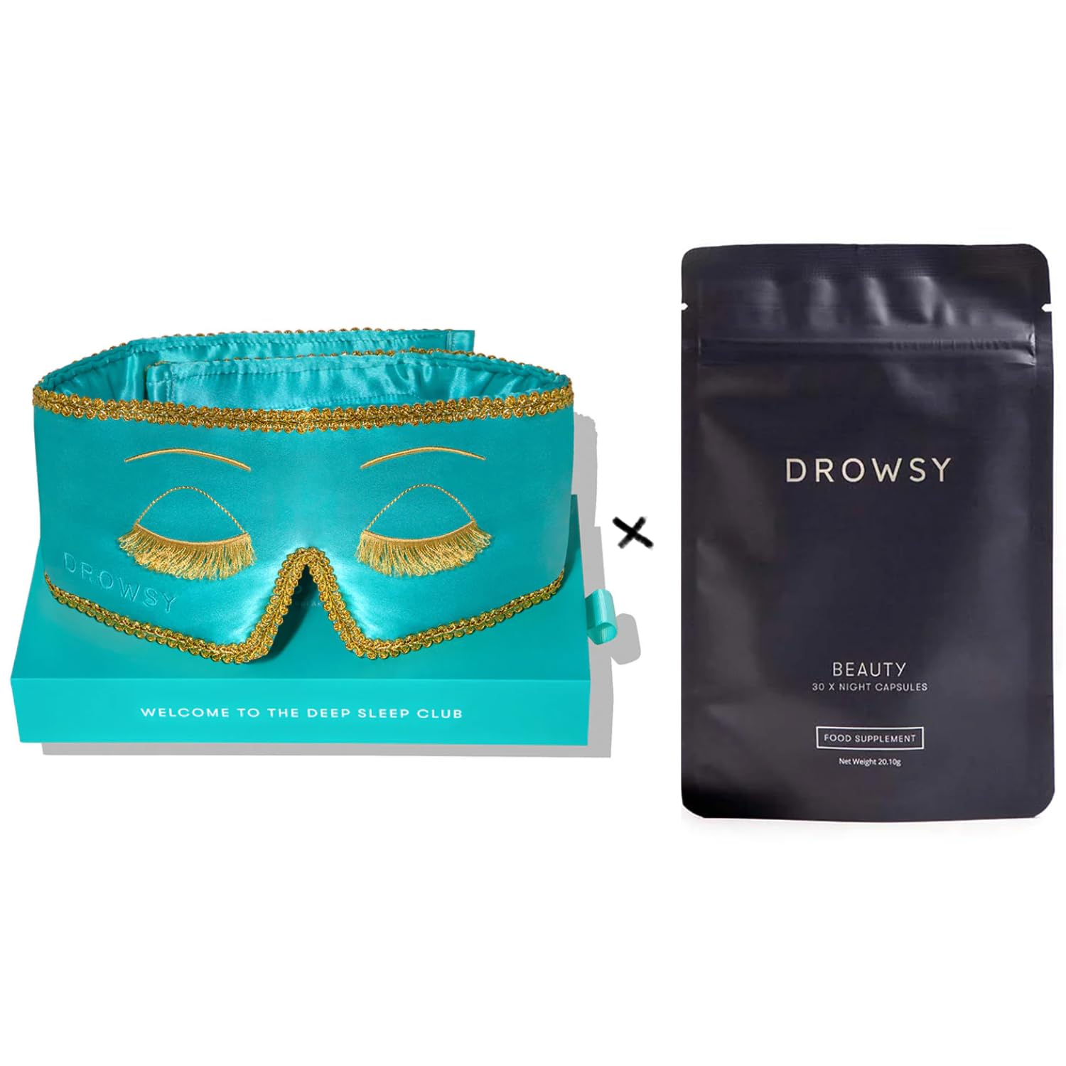 DROWSY Inner Glow Gift Set Silk Sleep Mask Nighttime Skin Supplement Mulberry Silk Eye Mask for Beauty Sleep