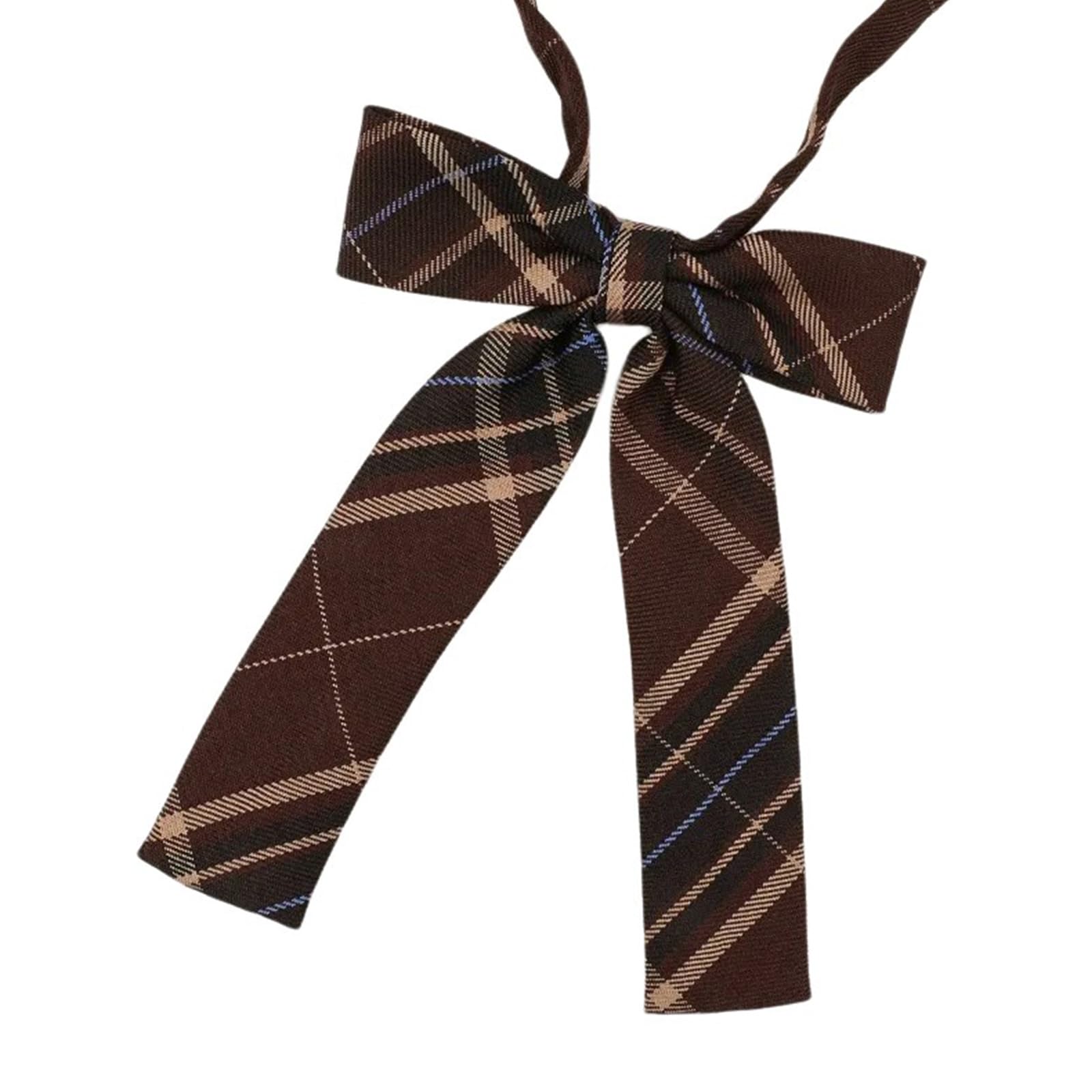 Maxtonser Vintage Brown Checkered Pre-Tied Neck Tie Korean Japanese College Bowtie School Uniform Necktie Cravat Tie