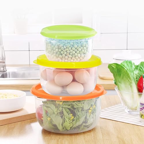 Miniatura 7 de Juego de ensaladeras de plástico multicolor, apto para microondas y lavavajillas, ideal para hornear, preparar, cocinar y servir alimentos (juego de