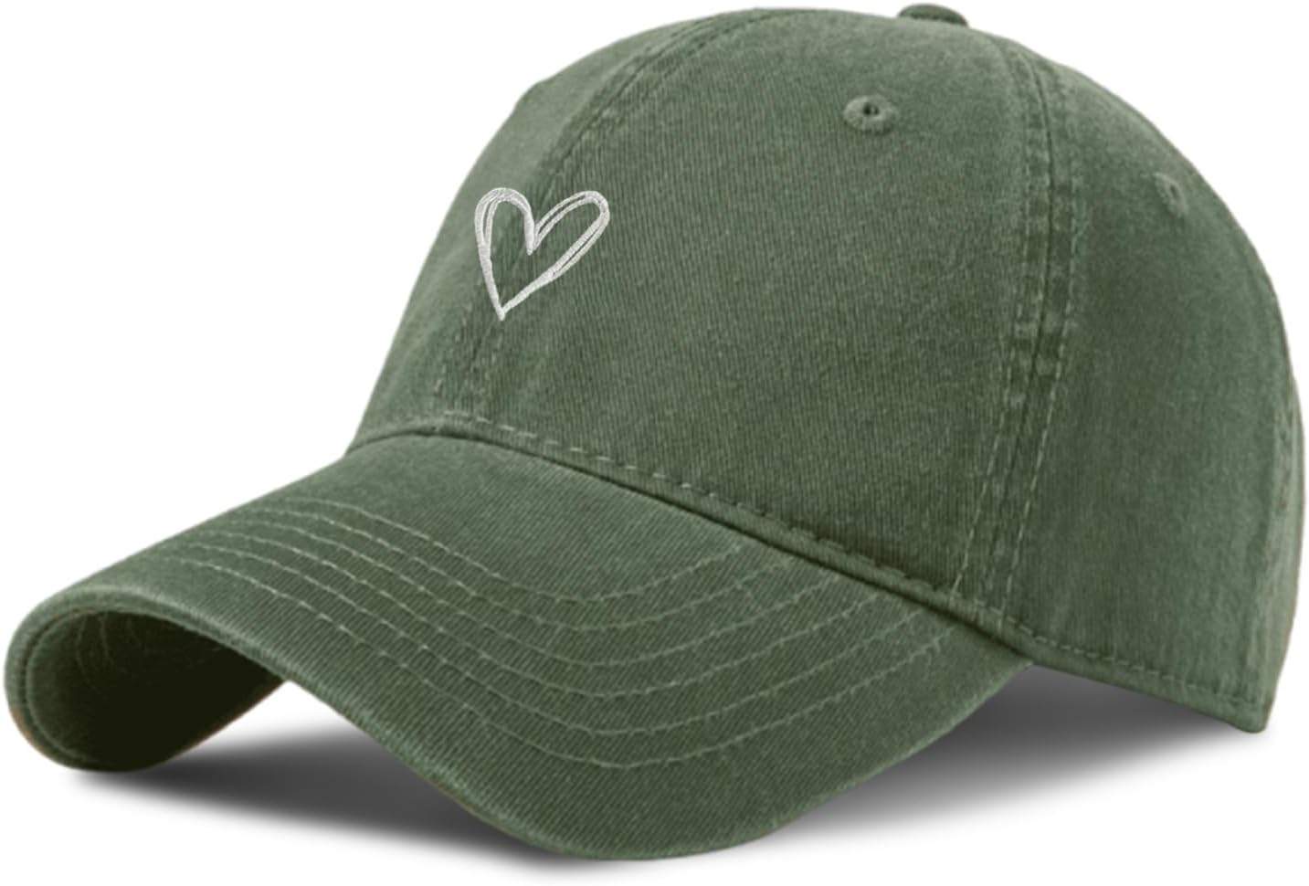 Pairxily Vintage Heart Embroidered Baseball Cap Distressed Adjustable Hat for Women Low Profile Dad Hats Unisex Cotton Cap