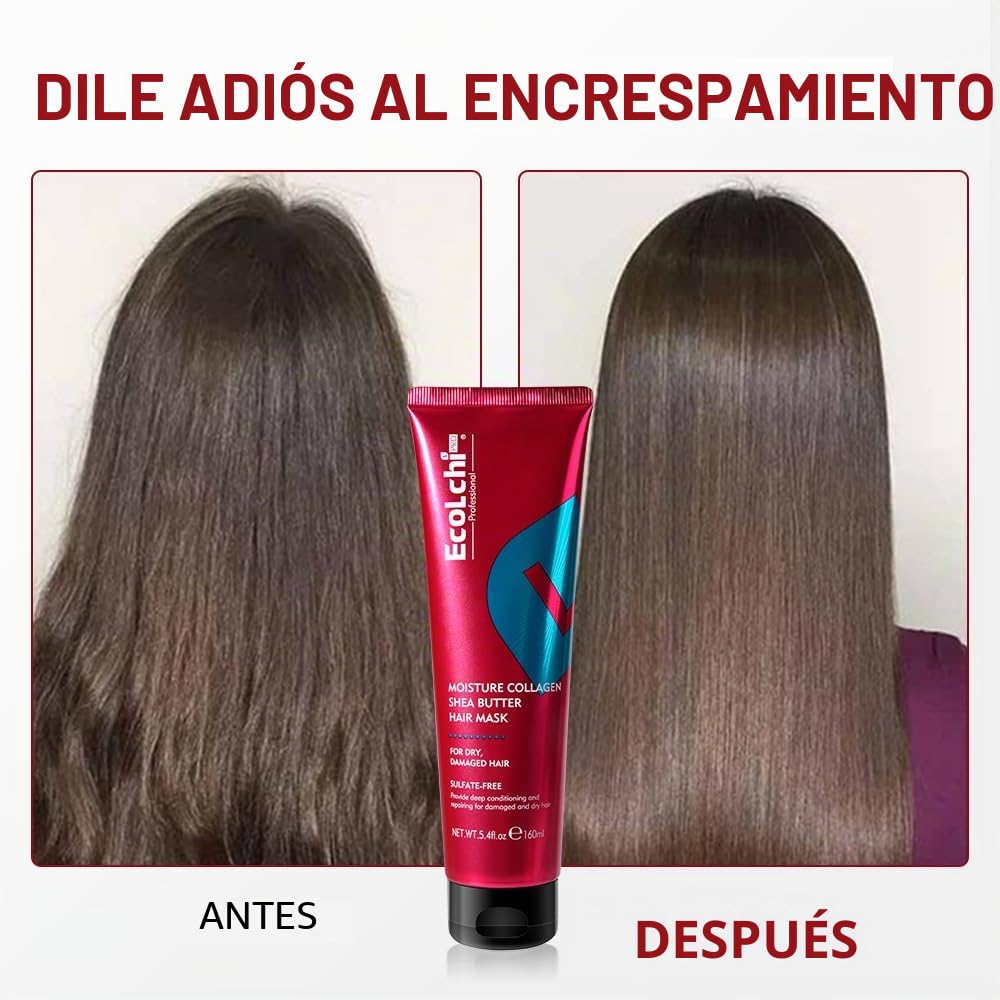 Mascarilla de colágeno, tratamiento reparador, acondicionador e hidratante con manteca de karité para cabello dañado en seco. Adecuado para todos los tipos de cabello, 160 ml (153,1 g)