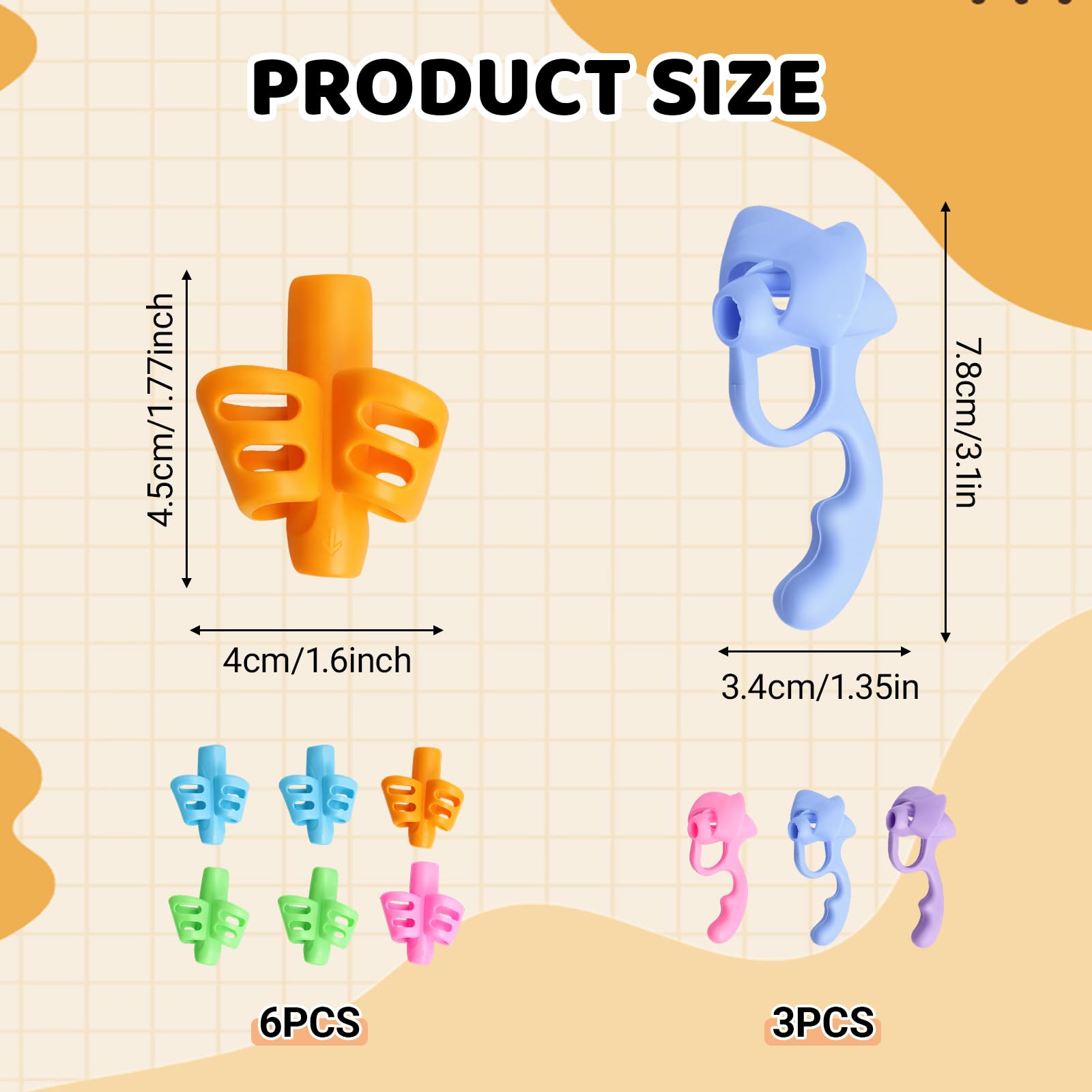 9 Piezas Adaptador Lapiz para Niños, Agarres para Lápices, Soporte Corrector de Escritura, Empuñaduras Ergonómicas, Herramientas de Ayuda para Escribir, para Diestros y Zurdos