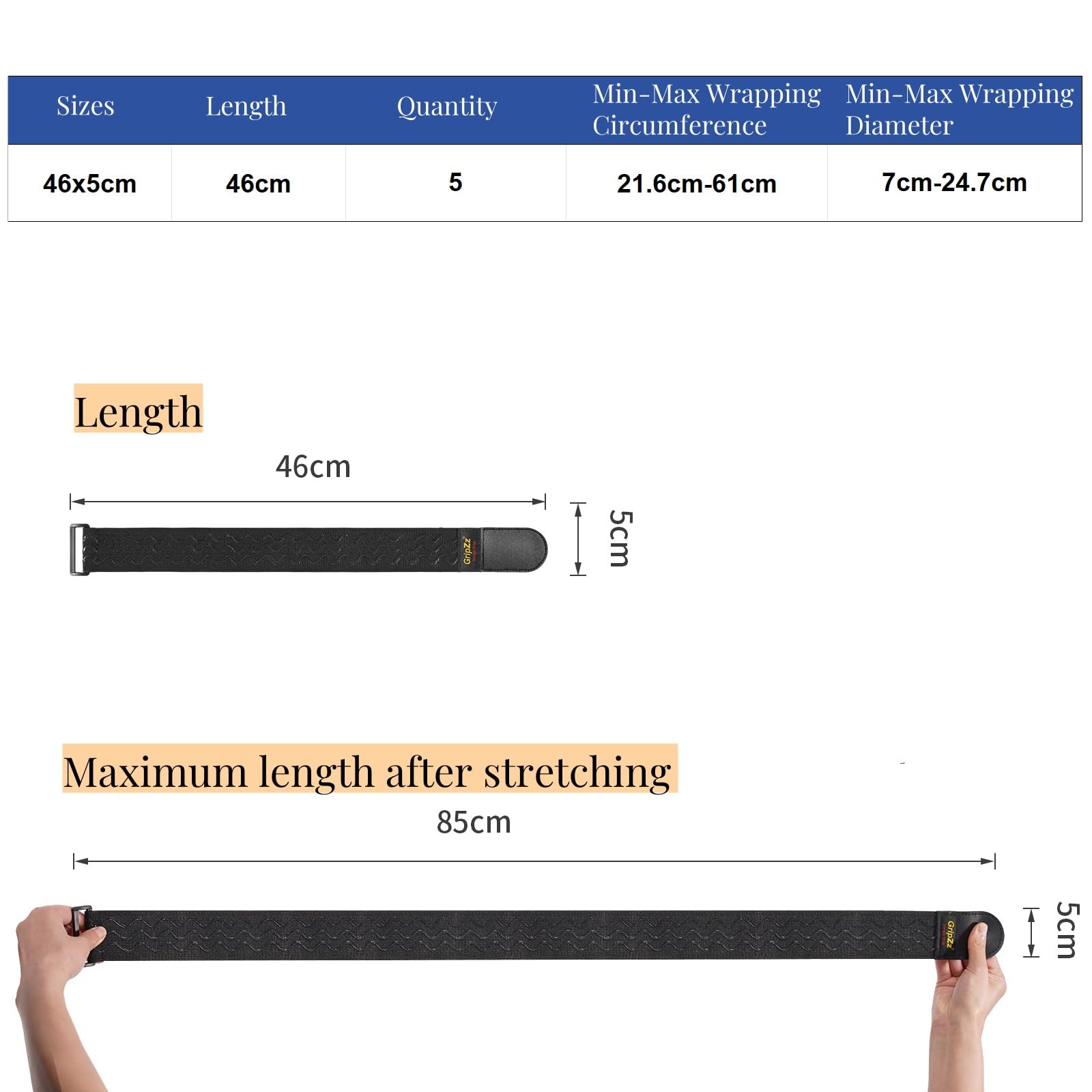 GripZz Elastic Cinch Straps with Anti-Slip Strips - Image 2