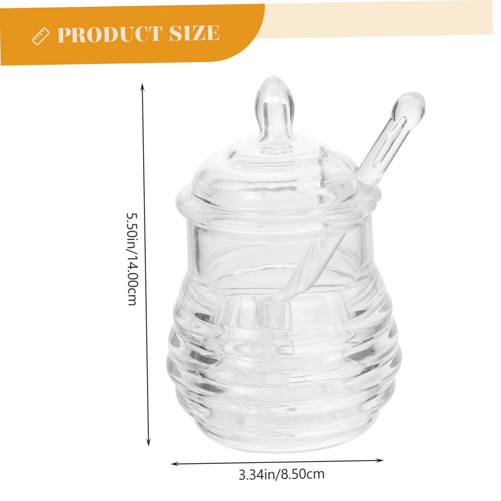 Garneck 1Set Lidded Honey Pot with Stirring Bar Clear Plastic Honey Jar for Household Use Jam Storage Bottle Honey Dispenser for Syrup and Condiments